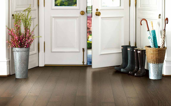 durable waterproof luxury vinyl plank flooring in an entryway, a perfect flooring solution for Syracuse, New York, homes